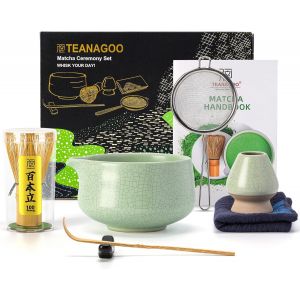 Set De C&eacute;r&eacute;monie Matcha 7 Pi&egrave;ces En Bambou Et C&eacute;ramique - Neuf