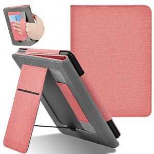 &Eacute;tui pour Kindle Paperwhite 12e g&eacute;n&eacute;ration avec support - Rose, compatible avec les mod&egrave;les 7 pouces, cuir PU r&eacute;sistant &agrave; l'eau - Neuf