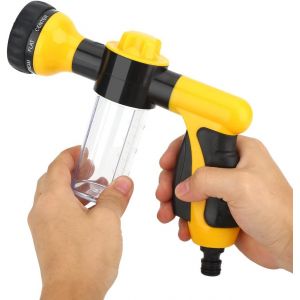 JGD-Pistolets &agrave; Mousse, Pistolet De Pulv&eacute;risation De Tuyau D&iquest;arrosage Avec 8 Modes R&eacute;glables, Buse De Pulv&eacute;risation D&iquest;eau En Mousse De Tuyau D&iquest;arrosage De 6M Pour Le Lavage De Voiture (Jaune) - Neuf