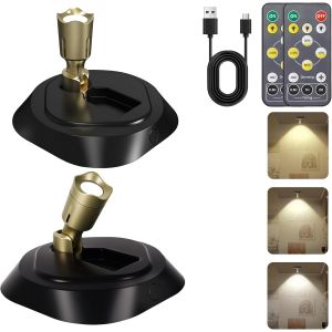 Ulteronixshop-Spot Led Sans Fil Rechargeable, 2 Pi&egrave;ces Applique Murale, Spots De Plafond Avec 3 Temp&eacute;ratures De Couleur, Fonction Minuterie, Plafonnier Led Orientable Pour Plante, D'art, Chambre, Sal - Neuf