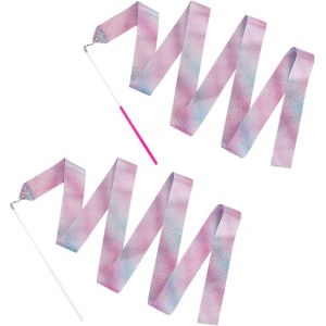 2 Pièces Ruban Danse,2 M Ruban Gymnastique Enfant Arc-En-Ciel Et Rose,Ruban De Gymnastique Rythmique Pour Enfants Filles Danse Artistique,Gymnastique,Entraînement,Cadeaux.[B887] - Neuf