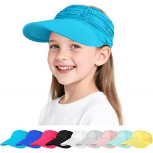 Visiere Casquette À Large Bord Pour Filles De 4 À 12 Ans,Chapeau De Soleil Anti-Uv Protection Solaire,Casquette De Plage Légère Et Respirante,Chapeau Pour Refroidir La Tête Chapeau D'été.[Z1536] - Neuf
