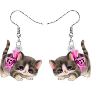 Kal-Boucles D'oreilles Pendantes En Acrylique Chat Animaux De Compagnie Mignon Pour Femmes Filles Bijoux Anime Kitten Cadeaux Pour Les Amoureux Des Chats - Neuf