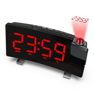 Rouge de Chevet, Réveil, 180° Projecteur, 4 Niveaux de Luminosité, Grand Affichage à LED, Numérique Réveil avec Port de Charge USB, 9 Minutes de Sieste, 12/24H de la lampe-Réveil pour les Enfants - Neuf