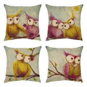Jeu De 4 Housses De Coussin Style E 45 X 45 Cm Toile De Coton Canapé Home Decor Jeter Taies D'oreiller Classique Housse De Coussin Pour La Maison Salle De Séjour Chambre À Coucher Lit - Neuf