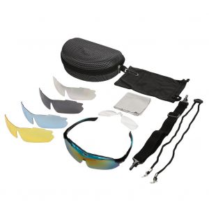 Lunettes De Soleil De Velo A 5 Verres, Accessoires Pour Sports De Plein Air, Cyclisme, Equitation (Bleu) - Neuf