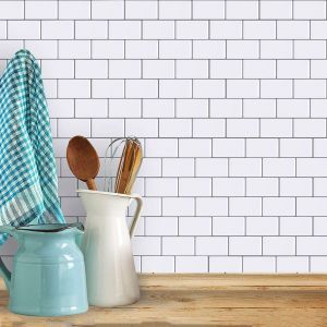 4 pcs 3D Carrelage Mural Autocollants Auto-Adhésifs, Cuisine, Imperméable à l'eau Sticker Mural salle de Bain, Carreaux de Ciment Décoratif Sticker Mural - Neuf