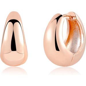 Kal-Boucles D'oreilles Créoles En Argent 925, Créoles Épais Petit Grand, Boucles D'oreilles Huggie, Chunky, Hypoallergénique, Plaqué Or 14 Carats, Pour Femme - Neuf