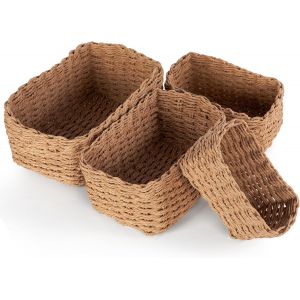 Subzonal-Paniers De Rangement, Lot De 4 Panier Osier Rangement Panier Rangement Salle De Bain Pour Jouets B&eacute;b&eacute;, Cosm&eacute;tique, Id&eacute;al Pour Une Utilisation Comme De Salle De Bain, Cuisine(Jute) - Neuf