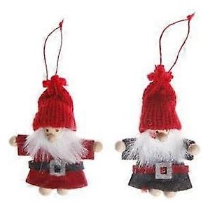 2 Rouge & Gris Senti Santa Arbre de No&euml;l Suspendus D&eacute;coration 6x5cm - Neuf