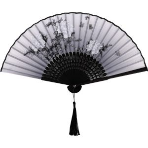 Sjzg-Eventail &Agrave; Main En Tissu De Soie Pliable Avec Pendentif Eventail Classique En Bambou Pour La Danse D&eacute;coration Murale D&eacute;coration De F&ecirc;te De Mariage (Style B) - Neuf