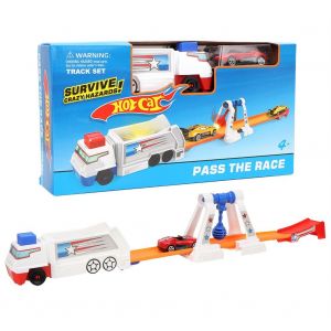 Ensemble de voiture de piste pour enfants, jeu de voiture de piste de train ferroviaire, jeu de course ejectable, jouet - Neuf