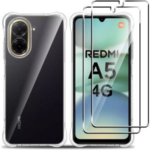 Kal-Coque Pour Xiaomi Redmi A5 4g Cover + Verre Trempé Protection Écran Film Transparent Soft Tpu Housse Etui Antichoc Housse Avec Protège-Écran Case - Neuf