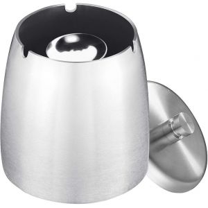 Cendrier à cigarettes coupe-vent,cendrier en acier inoxydable avec couvercle anti-odeur,cendrier portable pour Ind - Neuf