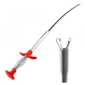 Grande taille 90cm flexible Drain Bâton Tuyau Nettoyage Printemps Cheveux Attraper Griffe Fil Saisissant En Acier Inoxydable Outil De Ramassage Égout Évier Baignoire Drague Enlever - Neuf