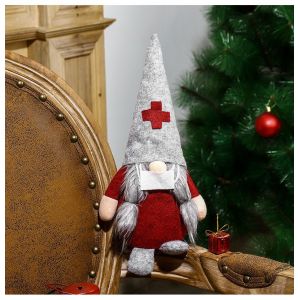 1 chapeau gris blanc masque fournitures de décoration de Noël médecin n - Neuf