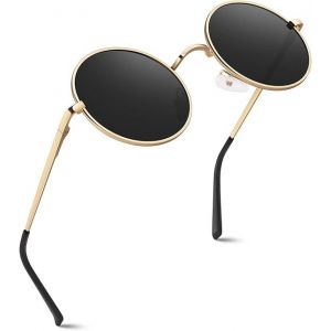 Lunettes De Soleil Homme Et Femme Polaris&eacute;es Classiques Ronde R&eacute;tro Vintage M&eacute;tal Cadre Lennon Unisexe Avec Protection - Neuf