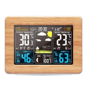 ChenQuanSarl-Station Météo Sans Fil, Écran Couleur Lcd Station Météo Numérique Avec Capteur Réveil Moniteur De Température Et D'Humidité Barométrique Prévisions Météo Pour Maison Bureau Jardin Ferme - Neuf