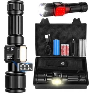 Cmwx-Lampe Torche Led Ultra Puissante, Lampe Torche Rechargeable Usb Avec Batterie 5000mah,Zoomable 9 Modes, Ip67 Étanche Torche Tactique Pour Camping Randonnée Pêche - Neuf