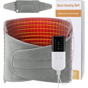 KALANKA-Ceinture Chauffante Lombaire, Coussin Chauffant Electrique 125 x 30 cm avec Poche pour Chauffe Main, pour le dos, le Ventre et la Taille, Chauffage Rapide, 4 R&eacute;glages de Minuterie, 10 Temp&eacute;ra - Neuf