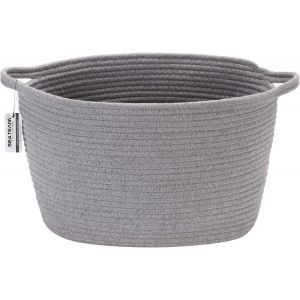Mevronisshop-Panier De Rangement Tiss&eacute; En Corde De Coton Ovale Avec Poign&eacute;es, Panier &Agrave; Couches, Organisateur De Couches De Cr&egrave;che, Panier De Douche B&eacute;b&eacute; Pour Chambre Des Enfants, 14,2 X 9 X 11,4 Pouc - Neuf