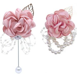 Eryi-Lot De 2 Bracelets De Corsage Pour Mariage Et Bal De Fin D'année, Avec Bracelet En Perles, Ruban Et Fleur Pour Femme, Fille, Mariée, Demoiselle D'honneur, Etc - Neuf