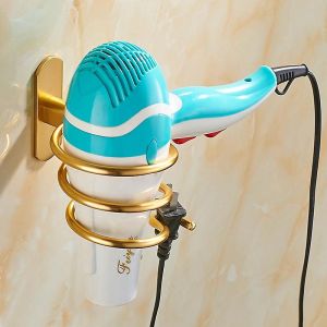Support mural pour sèche-cheveux, avec perçage, pour hôtel, salle de bain, toilettes, barbier, aluminium. - Neuf