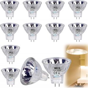 Kal-Pièces Mr16 Ampoule Halogene 12v 20w Gu4 Dimmable, Ampoule Halogene Mr16 12v 20w Ampoules Halogènes Gu4 250lm Blanc Chaud 2700k Spot Halogene Gu4 Pour Armoires, Éclairage Paysager - Neuf