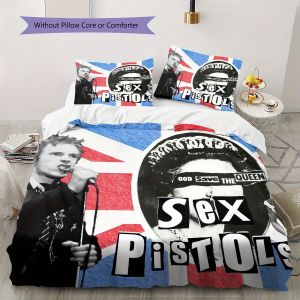Parure De Lit Imprimee Sex Pistols Avec Housse De Couette Et Taies D'oreiller, Decoration De Noël Pour La Maison, Housse De Couette Pour Chambre À Coucher. 1 Housse De Couette + 2 - Neuf