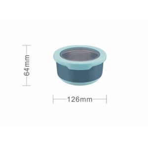 (Bleu) Bac À Légumes Rond En Acier Inoxydable, Boîte À Lunch Anti-Brûlure Avec Couvercle, Bol Scellé Pour Réfrigérateur De Cuisine, Bol À Légumes - Neuf