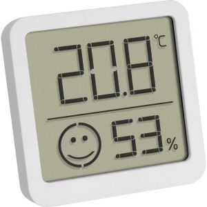 TFA Dostmann Mini thermométre-hygromètre numérique, 30.5053.02, température intérieures et humidité dans maison, petit et maniable, à poser/à suspendre, blanc - Neuf