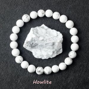 Original Rose Rose Poudre Cristal Quartz Bracelets Pour Femme Pierre Naturelle Extensible Bracelets Homme Purifier L'âme Bijoux Pulsera-17cm-6.7inch-22 Howlite - Neuf