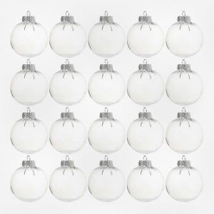 20 pi&egrave;ces de BRICOLAGE en Plastique transparent &agrave; Remplir des d&eacute;corations de No&euml;l avec Amovible en M&eacute;tal Argent&eacute; de la Pac Convient pour Diverses D&eacute;corations de no&euml;l - Neuf