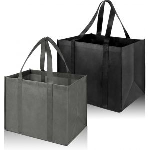 SJZG-Lot De 2 Sac De Courses, Sacs De Courses Et Cabas R&eacute;utilisables Avec Poign&eacute;e, Sac Caddie Pliable, 41X33X26Cm, Pour Le Shopping, Pique-Nique, Voyage, Plage - Neuf