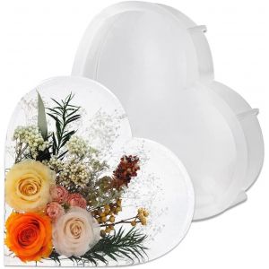 Moulle Silicone Resine Epoxy, Moule Resine Epoxy 21 * 21cm Grandde Moules En Resine Diy Profonde Moulesr&eacute;sine &Eacute;poxy Moules Forme De C?ur Pour Bricolage Fleurs L'art Der&eacute;sine Coul&eacute;e R&eacute;sine - Neuf