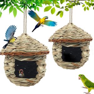 2 Pi&egrave;ces Nichoirs &Agrave; Oiseaux Sauvages, Nichoirs &Agrave; Oiseaux, Nest Oiseau Fait &Agrave; La Main, Maison D'Oiseau Suspendue, Pour Les Petits Birds, 15x15 Cm - Neuf