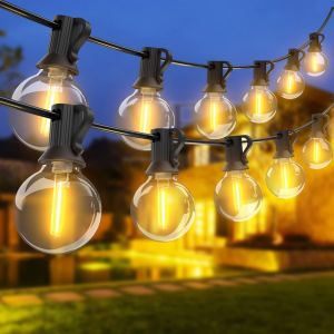 Aiou-Guirlande Lumineuse Exterieure,[Lot De 2] Total 46m Guirlande Guinguette Avec 60+6 G40 Led Ampoules,Étanche Guirlande Exterieur Raccordable Pour Decorat Jardin Noël Fête Terrasse Mariage - Neuf