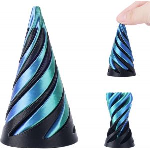 KAL-Jouet Fidget En Forme De Cône En Spirale, Imprimé En 3D Cône Impossible Sculpture De Passage En Pyramide Impossible Jouets Fidget Pour La Relaxation Du Stress (Noir Vert) - Neuf