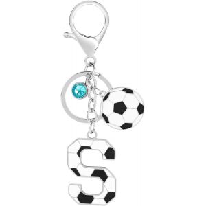 KAL-Porte Clé Football Avec Lettre Initiale, Porte Clef Alphabet Avec Pendentif Football Pour Amoureux Du Football, Cadeau De Football Charme De Porte Clés Pour Clé De Voiture Sac À Dos Décor - Neuf