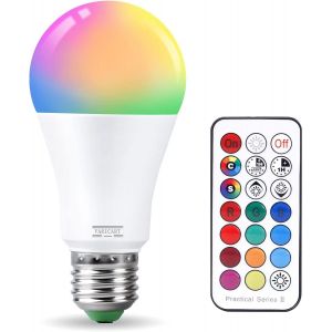Ampoules Led Couleur E27 10w, 12 Couleurs Rgb Changement De Couleur Ampoule Led Avec T&eacute;l&eacute;commande, Blanc Chaud 3000k Timing Dimmable Edison Ampoule D'ambiance - 100w &Eacute;quivalent (Paquet De 1) - Neuf