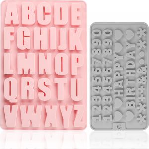SUBZONAL-2 Pi&egrave;ces Moule en Silicone Lettre Chiffres, A-Z Moule Silicone Alphabet, Bonbon Savon Chocolat Biscuit D&eacute;coration Moule, Alphabet Moule Moules &agrave; Fondant pour Les Moules DIY - Neuf