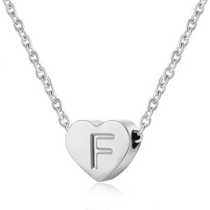 Collier Femme Coeur Argent Avec Lettre Pendentif Collier Pr&eacute;nom Initiale Femme Et Fille Anniversaire Cadeau Exquis Et Mignon - Neuf