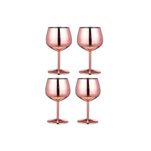 Lot De 4 Verres &Agrave; Vin &Agrave; Pied En Acier Inoxydable, Incassables, D'une Capacit&eacute; De 500 Ml, Pour Une Utilisation Int&eacute;rieure Et Ext&eacute;rieure. - Neuf