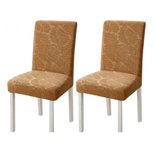 Lot De 2 Housses De Chaise Extensibles Pour Chaises De Salle &Agrave; Manger, Couleur Caf&eacute;, Lavables - Neuf