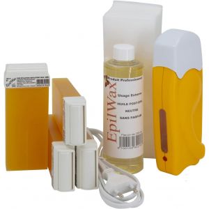 - Kit Chauffe Cire &Eacute;pilation Professionnelle Avec 4 X Recharges Roll On Cire Miel, 100 X Bandes D'&eacute;pilation Et Huile Apr&egrave;s &Eacute;pilation - Gamme Solo - Neuf