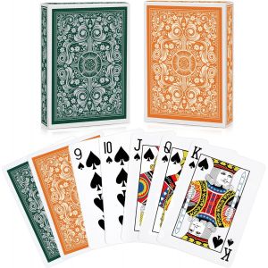 Mdy-2 Pack Jeu De Carte Jeux De Cartes Index Standard Carte Poker Pour Les Familles Jeux De Cartes Fête Texas Holdem Poker Blackjack Euchre Canasta Pinochle Jeu De Cartes Casino Grade (Vert/Orange) - Neuf