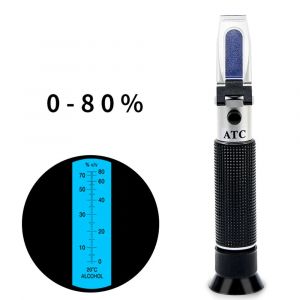 Réfractomètre à distillat Alcool 0-80 % v/v Réfractomètre portable Alcoolomètre pour spiritueux Boissons distillées et éthanol avec de l'eau comme le whisky Vodka - Neuf