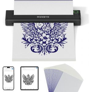 JEXNOVASHOP-Thermocopieur Tatouage Bluetooth ITP05, 20 Feuilles Papier Transfert Imprimante, Imprimante Stencil Tatouage, Transfert Tatouage Machine Copieur pour iOS Android et Mac, Noir - Neuf