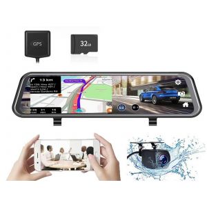 Cam&eacute;ra embarqu&eacute;e de r&eacute;troviseur 4K &agrave; double objectif 12 pouces avec vision nocturne - Neuf