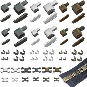 Mevronisshop-R&eacute;paration De Fermeture &Agrave; Glissi&egrave;re Kit, 60 Pi&egrave;ces Accessoires De Remplacement De Fermeture &Agrave; Glissi&egrave;re En M&eacute;tal Pour Veste Jeans Couture Bricolage Fermeture &Agrave; Glissi&egrave;re Remplacement - Neuf